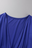 Black Sexy Solid Patchwork Fold Asymmetrical V Neck Irregular Dress Dresses