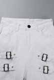 Pantalones de cintura media regular de patchwork sólido casual blanco