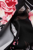 Lila Casual Elegant tryck lapptäcke med rosett Halv polotröja One Step kjolklänningar