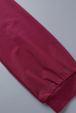 Vestido irregular con escote en V asimétrico con pliegues de retazos sólido sexy rojo rosa Vestidos