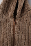 Camel Casual Solid Patchwork Cardigan Collar Oberbekleidung