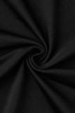 ブラック カジュアル ソリッド バンデージ O ネック ロング スリーブ プラス サイズ ツーピース
