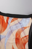 Multicolor sexy print patchwork off-shoulder eenstaps rokjurken