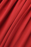 Rosa Vermelho Sexy Patchwork Sólido Dobrado assimétrico Decote em V Vestidos Irregulares