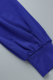 Blaue sexy Leoparden-Patchwork-Bleistiftrock-Kleider mit V-Ausschnitt