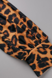 Blaue sexy Leoparden-Patchwork-Bleistiftrock-Kleider mit V-Ausschnitt