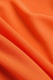 Orange sexy solide rückenfreie V-Ausschnitt-Tops