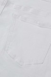 Белые повседневные однотонные брюки со средней посадкой в ​​технике пэчворк