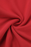 Röda Elegant Solid Patchwork V Neck A Line Klänningar