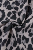 Cintura alta estampa casual leopardo retalhos tipo A estampa completa