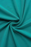 Grön Sexig Solid Patchwork Vik Asymmetrisk V-hals oregelbunden klänning klänningar