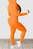 Оранжевая улица Однотонный пэчворк Воротник с капюшоном Длинный рукав Из двух частей