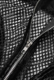 Grau Sexy Sportswear Solide Ausgehöhltes Patchwork Asymmetrischer Kapuzenkragen Langarm Zweiteiler
