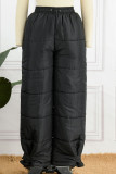 Черные повседневные уличные однотонные однотонные однотонные штаны с высокой талией и высокой талией в стиле пэчворк
