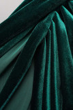 Groene sexy effen uitgeholde patchwork gleuf coltrui avondjurk jurken