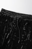 Grigio Sexy Abbigliamento sportivo Solido scavato Patchwork Colletto con cappuccio asimmetrico Manica lunga Due pezzi