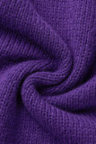 Púrpura sexy sólido ahuecado hacia fuera patchwork medio cuello alto lápiz falda vestidos