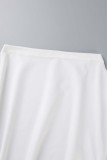 Robes de robe irrégulières blanches décontractées en patchwork à col rond