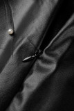 Schwarze, lässige, solide Patchwork-Volant-Perlen mit asymmetrischer hoher Taille, Typ A, einfarbige Unterteile