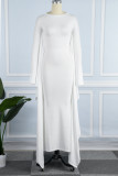 Robes de robe irrégulières blanches décontractées en patchwork à col rond