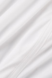Белые сексуальные однотонные лоскутные платья с горячей дрелью и круглым вырезом в один шаг