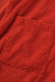 Rosso casual tinta unita patchwork cardigan collo manica lunga tre pezzi