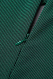 Темно-зеленый сексуальный однотонный узкий комбинезон с вырезом в стиле пэчворк и круглым вырезом