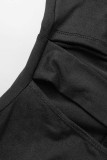 Robes décontractées à manches longues à col en V et patchwork noir