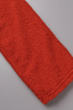 Rosa rojo casual sólido patchwork cuello cárdigan manga larga tres piezas