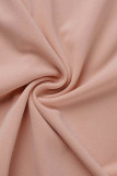 ピンク カジュアル ソリッド パッチワーク O ネック ワンステップ スカート プラスサイズ ドレス