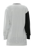 Vestidos de manga larga con cuello en O ahuecados con estampado casual blanco