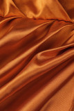 Tangerine Sexy Solid Patchwork Slit V-образным вырезом Прямые платья