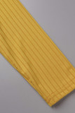 Gelber lässiger Patchwork-Cardigan-Kragen mit langen Ärmeln, dreiteilig