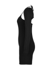 Cabresto de retalhos preto sexy sólido manga longa duas peças