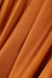 Tangerine Sexy Solid Patchwork Slit V Neck Straight Dresses