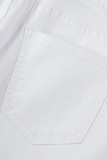 Jeans jeans branco fashion com estampa de rua rasgado patchwork cintura alta