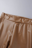 Хаки повседневные однотонные лоскутные узкие брюки с высокой талией и кисточками