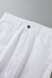 Jeans skinny in denim a vita alta con patchwork strappati casual bianchi