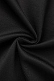 Vêtement d'extérieur à col cardigan à boucle patchwork imprimé rue décontracté noir
