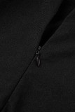Vestidos de manga larga de cuello alto básicos sólidos casuales negros