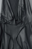 Negro Casual Sólido Básico Cuello Con Capucha Talla Grande Dos Piezas