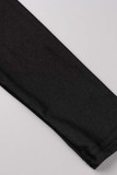 Robes noires décontractées à col roulé basiques à manches longues