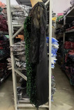 Black Green Elegant Solid Sequins Patchwork O Neck Straight Plus Size Dresses