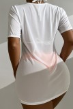 Прозрачный базовый комплект из трех предметов белого цвета с сексуальным принтом (с накладками)