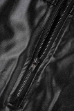 Calças pretas sexy casuais sólidas ocas Frenulum skinny cintura alta lápis patchwork