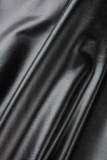 Black Casual Solid Tassel Patchwork Slit Skinny High Waist Conventional Solid Color Skirt