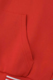 Vêtement d'Extérieur Contrasté Cardigan Patchwork Décontracté Rouge