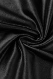 Svarta sexiga solida rygglösa korsremmar slits spaghettiband ärmlösa klänningar