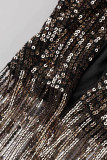 Черное золото, сексуальное платье в стиле пэчворк с кисточками и блестками, лоскутное платье без рукавов с открытой спиной