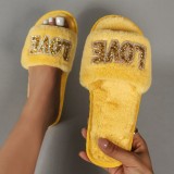 Lettre de vie décontractée jaune perceuse chaude ronde garder des chaussures confortables au chaud